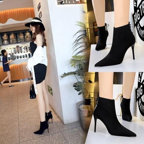 Boots children spring and autumn boots pointed high heels stiletto suede Martin boots nubuck and bare boots womens shoes