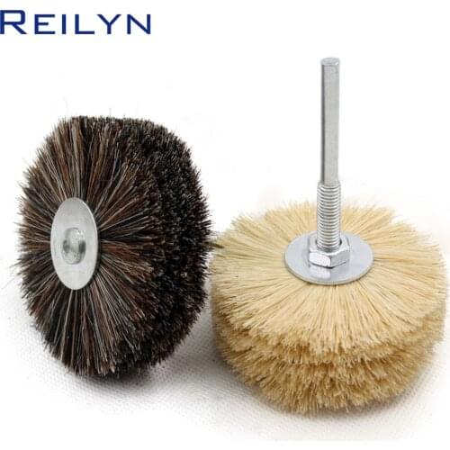 Sisal fiber brush woodworking polishing horsehair fiber mop wheel polishing roller shank 6mm for electric hand drill rotary tool