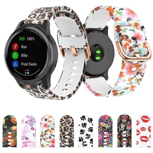 18MM 20MM 22MM Wrist Strap For Garmin Vivoactive 4 3 Smart Watch Bands Printing Silicone Straps For Vivoactive 3 4 4S Correa