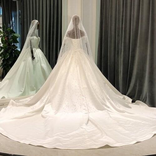SL-8213 wedding gowns plus size bride dress robe vintage satin wedding dress 2021 ball gown mariage femme vestidos de casamento