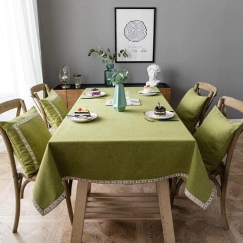 Modern simple polyester-cotton blended waterproof webbing lace tablecloth rectangular coffee table cloth table cloth