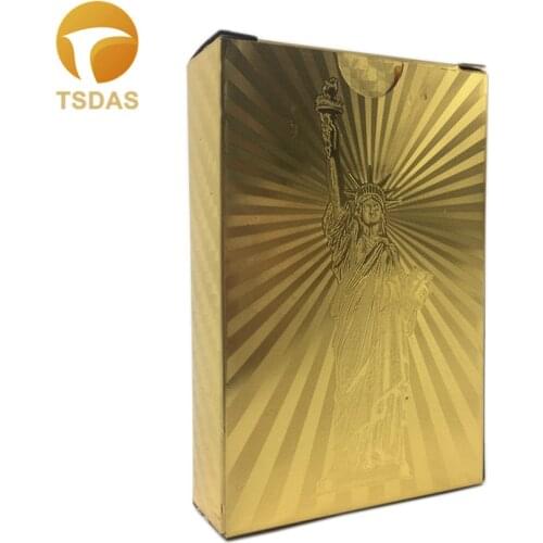 The Statue of Liberty 24K Gold Foil Playing Card Gift Collection Durable Playing Cards Deck Free Shipping