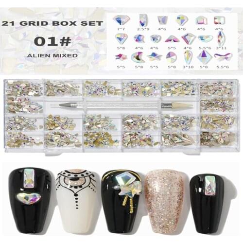 Swarovsky High Quality Multi-Size Crystal AB Nail Rhinestones Drill Pen Various Shapes 3D Nails Art Decorations Accessories