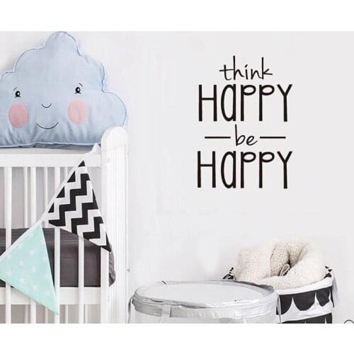 Think Happy Be Happy Wall Sticker Creative English Words Wall Decals Home Decor Living Room Bedroom Decoration Art Mural