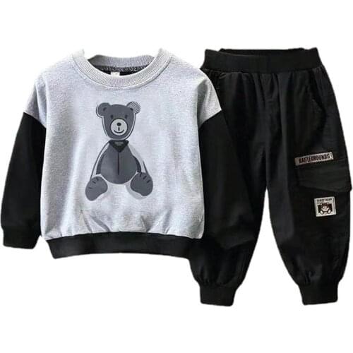 Spring Autumn Baby Boys Girls Set Kids Clothes 2021 New Fashion Cartoon Long Sleeve Pullover+Pant Suits for Children Tracksuit