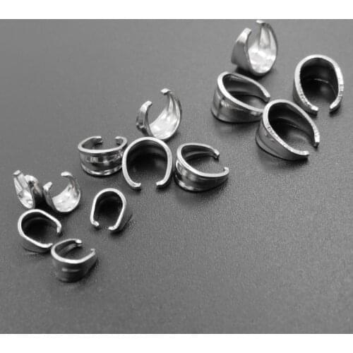 3sizes 20pcs Embossing Pinch Bail Clip Stainless Steel Pendant Hook Clasp Jewelry Connector Findings Strong
