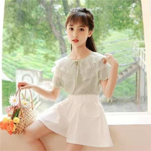 Teen Girls Clothing Plaid Tshirt + Short Girl Clothes Casual Style Tracksuit For Girl Summer Costumes For Children 6 8 10 12