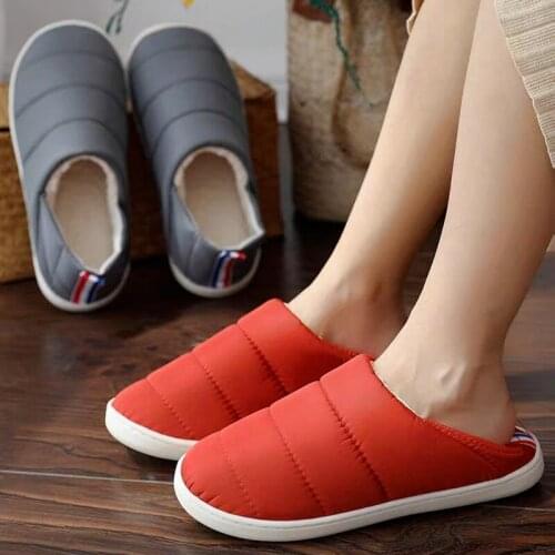 Candy Color Womens Cotton Slippers Female Home Slides New Winter Warm Fur Indoor Large Size Cotton House Shoes Woman