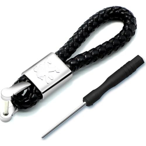 1pc Metal+Braided rope Car Styling Key chain Rings for Peugeots 107 108 206 207 308 307 508 2008 3008 style car Styling
