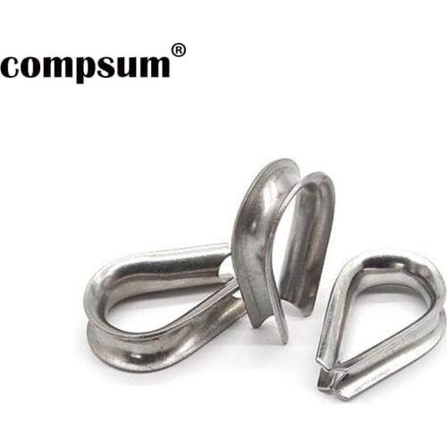 304 Stainless Steel Thimbles Silver Ring Clamp Winch Wire Loop