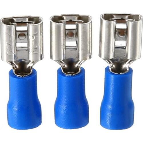 50pcs FDFD2-250 Female Spade Insulated Crimp Terminal Electrical Wire Cable Connectors 1.5-2.5mm2