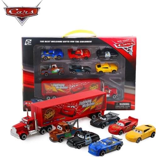 7Pcs/set Disney Pixar Cars 3 Lightning McQueen Jackson Storm Cruz Mater Mack Uncle Truck 1:55 Diecast Metal Car Model Boy Toys