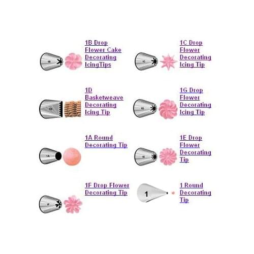 Free Shipping 8pcs Stainless Steel Piping Nozzles Cakes Cupcakes Decorating Tips Set #HBTZ10