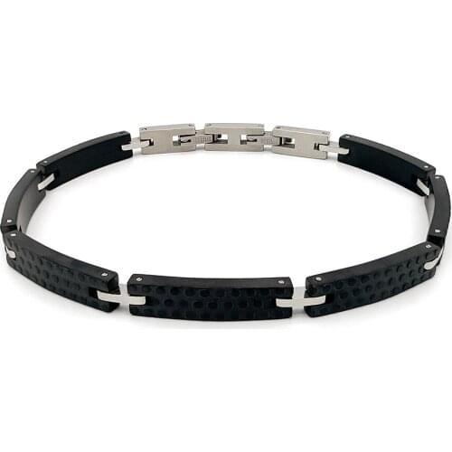 Runda Fashion Charm Black Bracelet Stainless Steel Jewelry Wristband Detachable Invisible Buckle