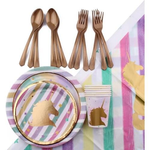 Bronzing Unicorn Party Wedding Decoration Unicorn Birthday Party Supplies Cake Topper Paper Tray Paper Towel Paper Cup