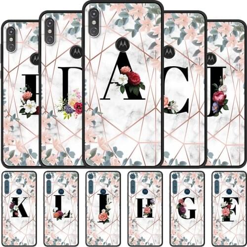 Case for Motorola Moto G9 Play One Fusion Plus G8 Power Lite Soft Funda Hype G Stylus E6s E7 Phone Cover Flower Letter A Z Shell