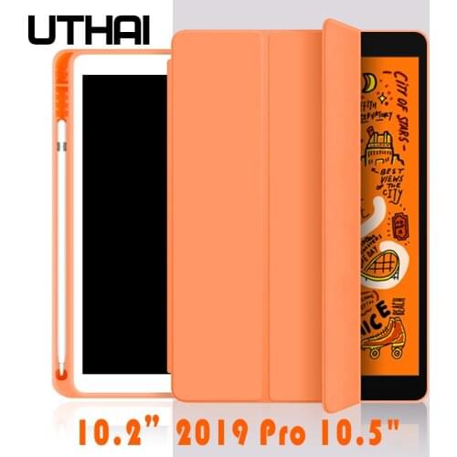 UTHAI for ipad 10.2 case 2019,with pen holder, for ipad10.5 7th generation TPU soft silicone sleeve can automatically sleep/wake
