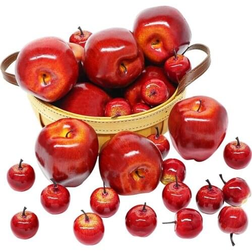 Artificial Apples, 30PCS Fake Fruits Red Apples Dark Red Apples Lifelike Simulation for Home House Kitchen Table Basket
