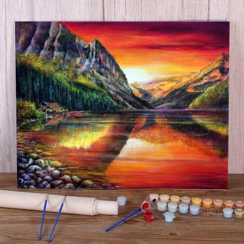 Natural Scenery Lake Louise DIY Paint By Numbers Set Oil Paints 40*50 Painting On Canvas Home Decoration Kids Wall Drawing
