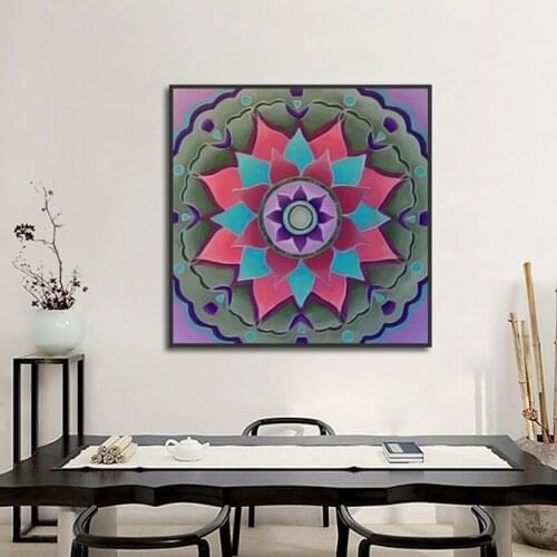 New Mandala Totem Lotus Canvas Painting Spray Decorative Paintings for Living Room Modern Home Decor Wall Art Pictures No Framed