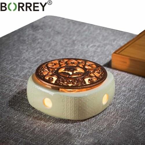 BORREY Ceramic Tea Coffee Warmer Portable Heating Base Teapot Warmer Holder Candle Holder Insulation Teapot Base Tea Accessories