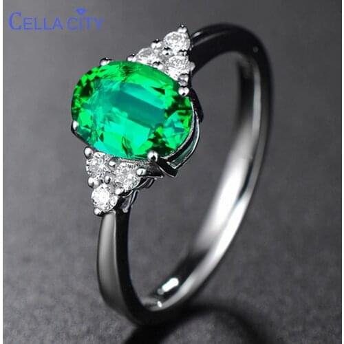 Cellacity 925 silver ring with green emerald gemstone silver luxury woman jewelry open adjust size classicparty gift wholesale