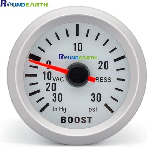 Round Earth 52mm White Shell Blue Backlight Car Turbo pressure Turbin Vacuum Boost Gauge Meter Press Gauge Free Shipping