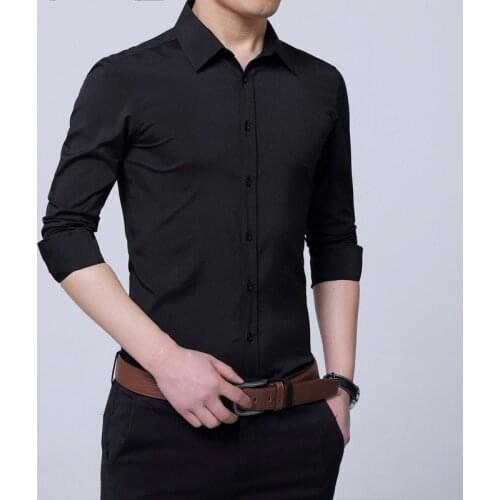 MRMT 2021 Brand New Spring and Autumn Mens Shirts Cultivate Morality Pure Color Long Sleeve Shirt for Male Shirt