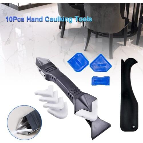 10Pcs/Set Hand Caulking Tools Kit 3-in-1 Caulking Removal Tool Caulking Scraper Silicone Pads Nozzle Applicator Finishing Tool