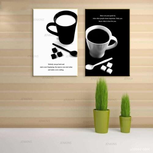 Nordic Coffee Quotes Black White Wall Art Posters and Prints Canvas Painting Modern Picture for Kitchen Room Home Decor