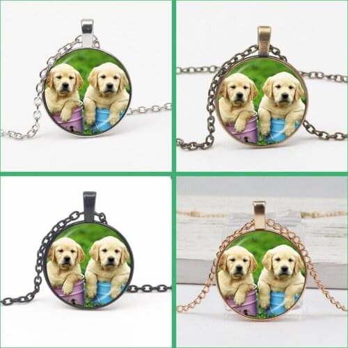 New Cute Pug Necklace Dog Jewelry Glass Dome Pendant Cute Puppy Sweater Chain Statement No Neck Animal Lover Gift Choker