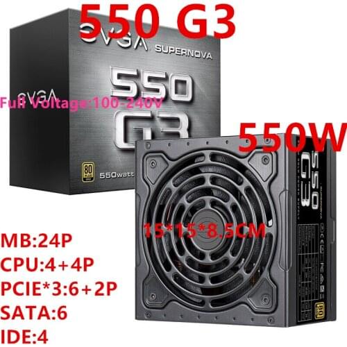 New PSU For EVGA Brand 80PLUS Gold Full Modular Silent Fan Power Supply Rated 550W Peak 650W Power Supply 550 G3
