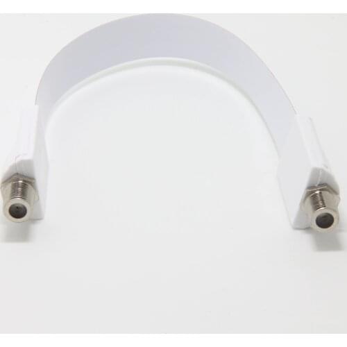 White Flat Window and Door Feed Thru Jumper Cable, F-Type Female to Female Flat Coax TV Cable, Ultra Slim Paper Thin