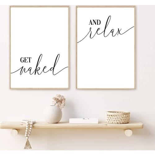 Get Naked Relax Posters and Prints Toilet Life Quote Canvas Painting Modular Black White Wall Art Pictures For Bathroom Modern