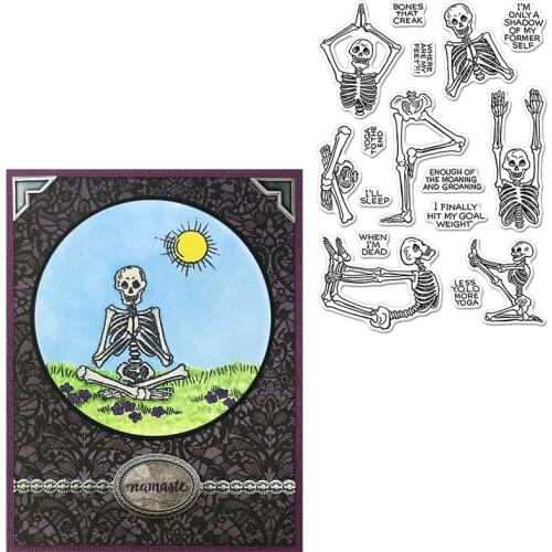Skull Man Invite You To Yoga Clear Stamp Yoga Skull Man Clear Transparent Silicone Stamps 2020 For DIY Card Making