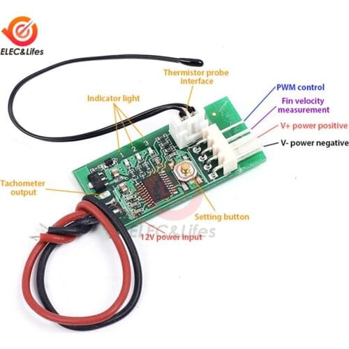 DC 12V PWM Speed Controller Fan Speed governor 4 Wire Computer Temperature control Switch for PC CPU Cooler Fan Alarm STK IC