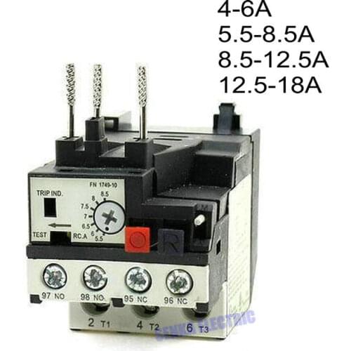 Motor Protector Three Phase 3P 6A,8.5A,12.5A,18A Thermal Overload Relay RHN-10K