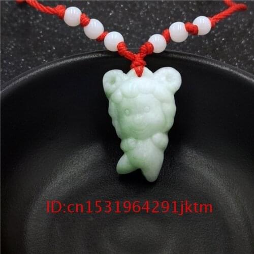 Carved Amulet White Jade Necklace Chinese Hand Jadeite Men Gifts Fashion Green Pendant Charm Women Jewelry Zodiac 1PC Natural