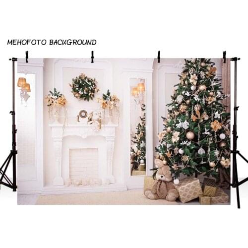 Christmas Background Fireplace Tree Winter Snow Window Backdrop Interior Baby Birthday Photography Background For Photo Studio