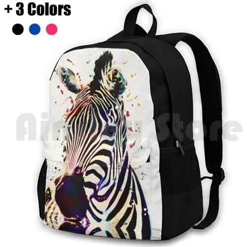 Zebra Watercolor Art Outdoor Hiking Backpack Riding Climbing Sports Bag Zebra African Africa Safari Prairie Savannah Savanna