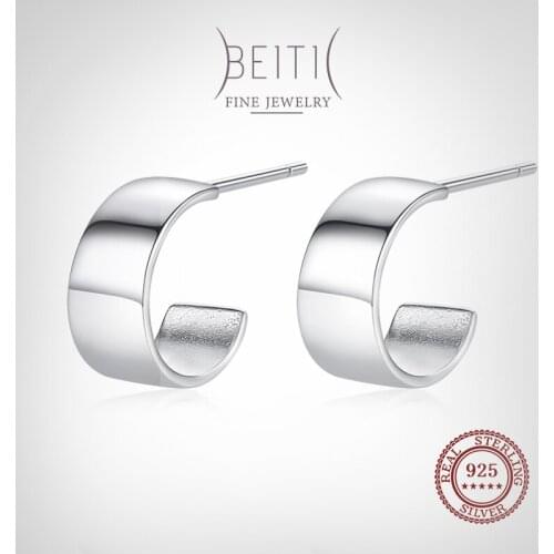 Beitil Elegant 925 Sterling Silver Geometric Stud Earrings Simple And Exquisite Jewelry Suitable For Womens Daily Wear
