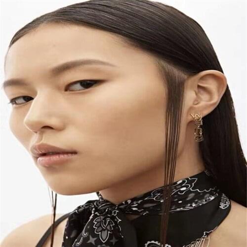 Rongho Punk Metal Letter Earrings for Women Letter Ai Exander Wang Earring Gold Femme Brincos Gothic Jewelry Vintage