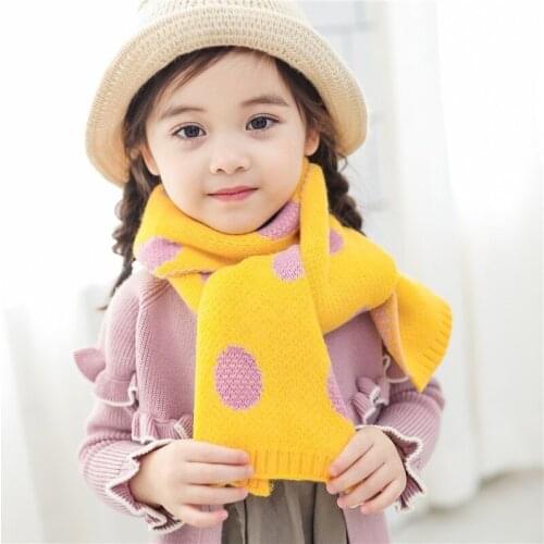 Clearance Sale Autumn Winter Thick Warm Scarves for Kids Cute Dot Print Scarf Boys Girls Lovely Cotton Knitted Warm Scarf Wraps