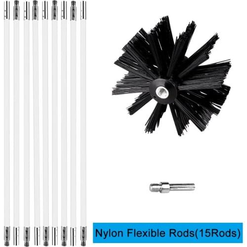 20 Feet Dryer Vent Cleaning Brush Lint Remover Fireplace Chimney Brushes with Brush Head for Family Cleaning