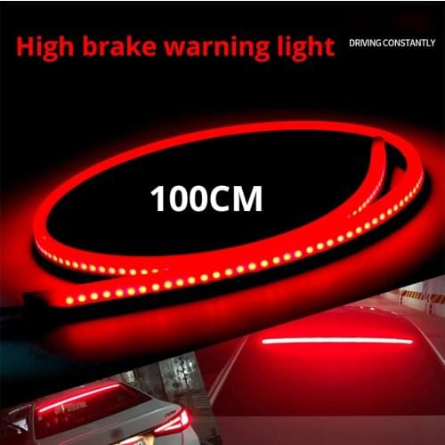 100CM Red Third Brake Light Led Stop Signal Strip Car Additional Brake Lights 12V Flexible Rear Window Safety Warning Lamp