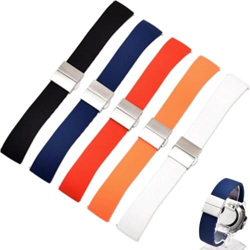 14mm 16mm 18mm 20mm 22mm Silicone Strap Folding Buckle for Samsung Galaxy Watch Gear Quick Release Rubber Bracelet Strap Band