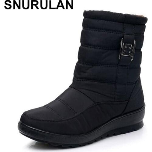 SNURULANwomen snowboots winter brand boots waterproof antislip light comfortable warm mother cotton boots plus size cotton shoe