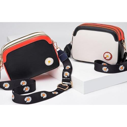 Women Luxury Shoulder Bag Three-level Space Crossbody Bags Daisy Flowers Totes Clutch Bag Large Capacity Handbag Bolso Mujer