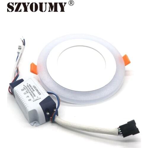 SZYOUMY Ultra Thin Slim Acrylic RGBW Dual Color 6W 9W 18W 24W LED Recessed Panel Ceiling Light Round Shape AC 100-265V 10PCS