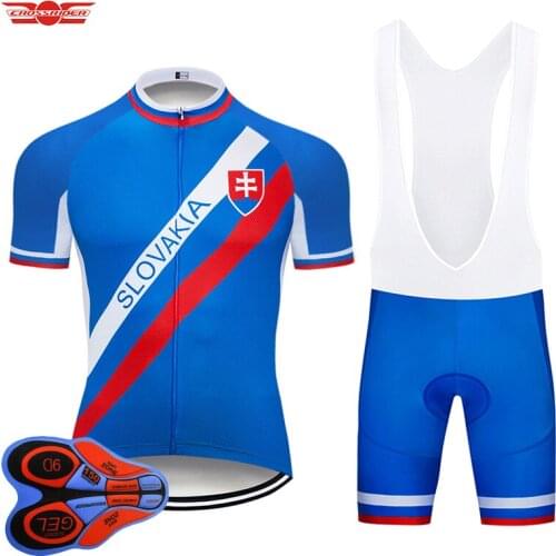 Crossrider 2021 Team Slovakia Cycling Jersey Gel Bib Set Mtb Bicycle Clothing Bike Wear Breathable Mens Short Maillot Culotte